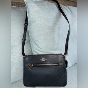 Coach Black Leather Crossbody Bag with Gold Accents NWOT